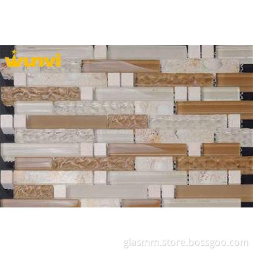 Light Gray Interior Wavy Glass Mosaic Tile , Bathroom Mosai